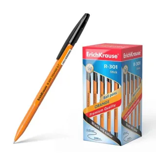 Erichkrause R-301 Boligrafo Orange - Punta de 0.7mm - Trazo de 0.35mm - Tapa Ventilada - Cuerpo Opaco Naranja - Color Negro · Pack de 50 uds.