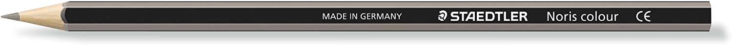 Staedtler Noris Colour 185 Lapiz Hexagonal de Color - Resistencia a la Rotura - Material Wopex - Color Gris Claro · Pack de 12 uds.