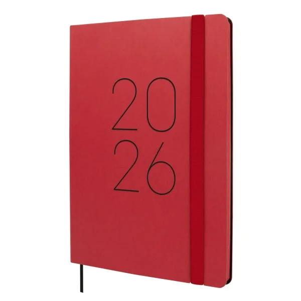 Finocam Flexi Lisa Agenda en Catalan - Anual 2026 - Tapa Blanda - Formato FA5 - 151x13x214mm - Semana Vista en Vertical - Color Rojo