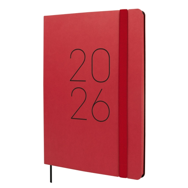 Finocam Flexi Lisa Agenda en Catalan - Anual 2026 - Tapa Blanda - Formato FA5 - 151x13x214mm - Semana Vista en Vertical - Color Rojo