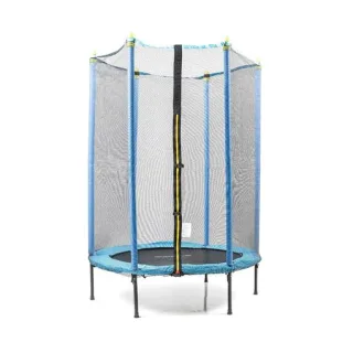 Innovagoods Zuply Cama Elastica Infantil con Red de Seguridad - Soporta hasta 25kg - Proteccion UV - Resistente al Agua - Mastiles con Espuma - 140x183cm - Color Azul y Negro