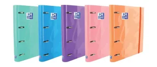 Oxford Europeanbinder Classic Carpeta de 4 Anillas Formato A4+ con Recambio Cuadriculado 5x5mm y 4 Taladros - Cierre con Goma Elastica - Colores Surtidos Tendencia · Pack de 10 uds.