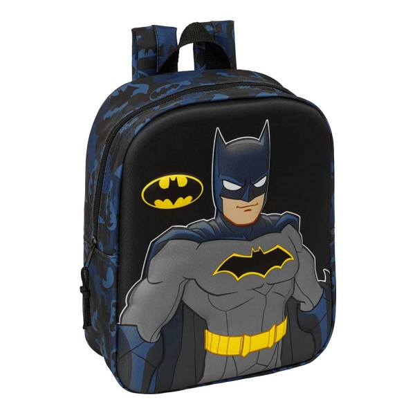 Safta Batman Mochila Guarderia 3D - 6L - Cremallera - Asa de Mano - 22x27x10cm - Color Negro