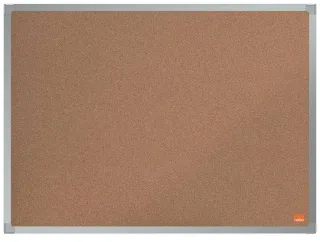 Nobo Essence Tablero de Anuncios de Corcho 600x450mm - Montaje en Esquinas - Superficie de Corcho - Marco de Aluminio Anodizado - Color Natural
