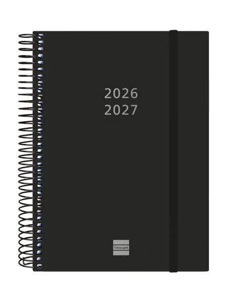 Finocam Espiral Agenda Internacional - 18 Meses - 2 Dias por Pagina - Formato E10 - 155x212mm - Tapas de Polipropileno - Papel de 70g/m2 - Esquinas Microperforadas - Color Negro