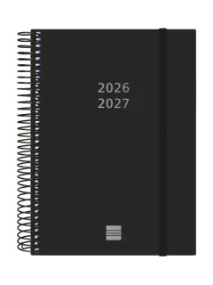 Finocam Espiral Agenda Internacional - 18 Meses - 2 Dias por Pagina - Formato E10 - 155x212mm - Tapas de Polipropileno - Papel de 70g/m2 - Esquinas Microperforadas - Color Negro