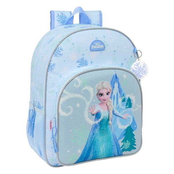 Safta Frozen Mochila - Adaptable a Carro - Bolsillo Frontal - Portabotellas - Cremallera con Doble Tirador - Asa de Mano - Hombreras y Espalda Acolchada - 33x42x14cm - Color Azul Pastel