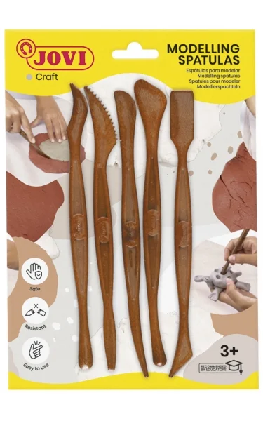 Jovi Modelling Spatulas Skin Pack 5 Modeladores para Arcilla, Barro y Plastilina - Herramientas de Moldeado - Accesorios para Creaciones Artisticas - Color Marrón