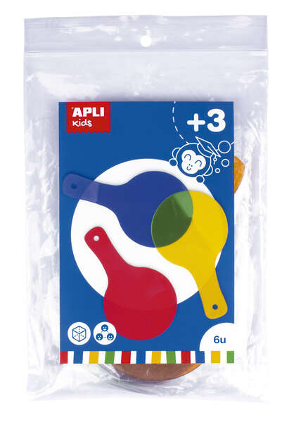 Apli Paletas Translucidas para Mezcla de Colores - Tamaño 80x140mm - Ideal para Escuelas y Talleres Infantiles - Colores Surtidos: Amarillo, Rojo, Verde, Azul, Naranja y Lila