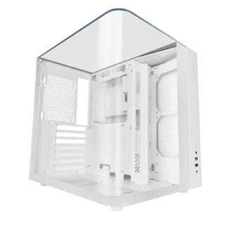 Mars Gaming MC-INFINIOLITE Caja Torre ATX - Estructura de Doble Camara - Vidrio Templado Curvo y Superior - USB-C - USB 3.0 - USB 2.0 - Audio HD - 355x293x350mm - Color Blanco