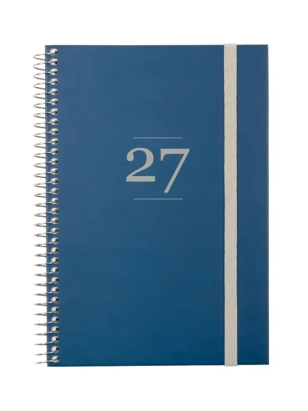 Finocam Moda Agenda Internacional - Anual 2027 - Semana Vista Vertical - 140x204mm - Goma Elastica - Tapa Dura de Carton Forrado - Esquinas Microperforadas - Papel de 80g/m2 - Color Azul