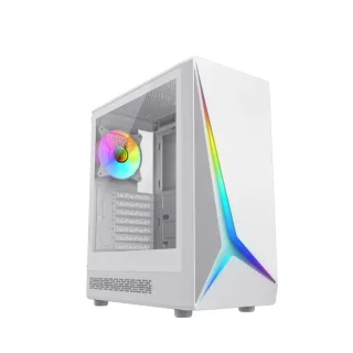 Coolbox GA450 StarLight Caja Torre ATX, Micro ATX, Mini-ITX - Lateral Cristal Templado - Tamaño HDD 2.5", 3.5" - USB-A 3.0, USB-C y Audio - Ventilador Trasero ARGB 120mm - Soporta Refrigerac