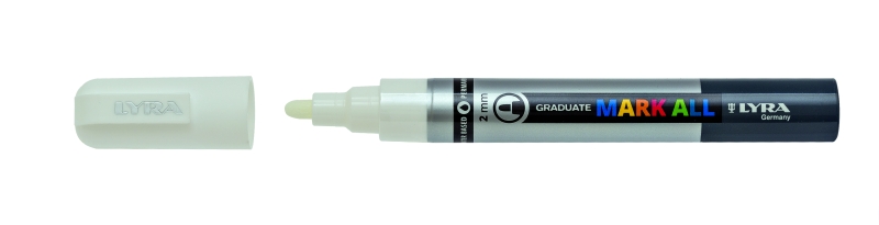 Lyra Mark All Rotulador Permanente - Multisuperficie - Punta Redonda - 2mm - Color Blanco · Pack de 6 uds.