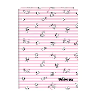 Safta Snoopy Carpeta de 3 Solapas - Formato Folio - Cierre con Gomas Elasticas - Tapas Duras Forradas - 26x33.5x2.5cm - Color Rosa