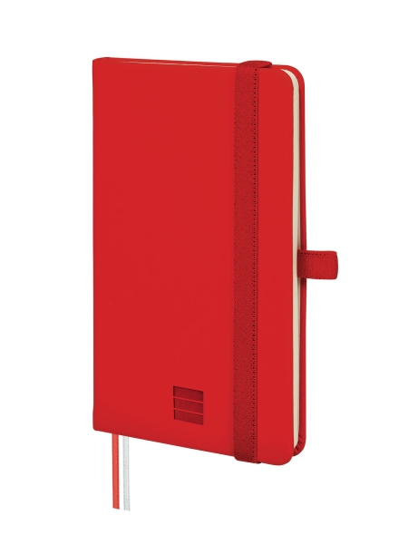 Finocam Nexo Cuaderno de Tapa Dura - 72 Hojas - 90x150mm - Papel Crema de 80g/m2 - Bolsillo Interior - Cierre con Goma - Portaboligrafo - Hojas Microperforadas - Color Rojo