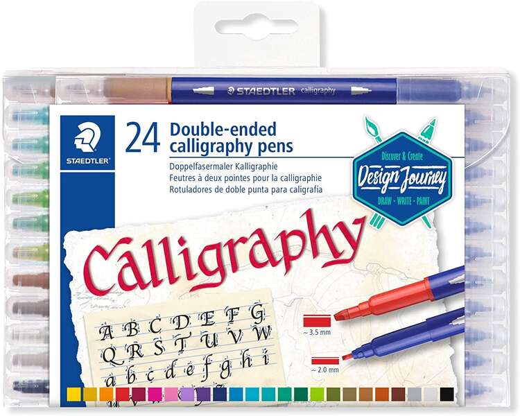 Staedtler 3005 Pack de 24 Rotuladores de Doble Punta para Caligrafia - Colores Surtidos