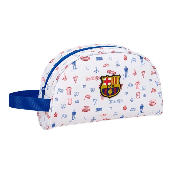 Safta F.C.Barcelona Preescolar Neceser - Adaptable a Carro - Asa de Mano Lateral - Bolsillo Interior con Cremallera - 26x16x9cm - Color Blanco