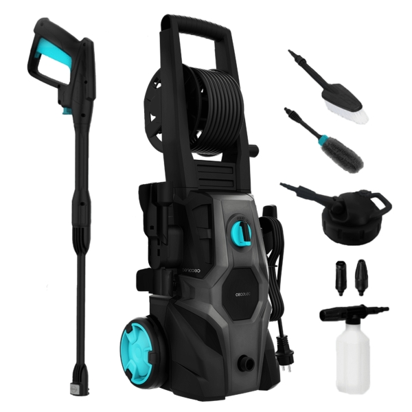 Cecotec HydroBoost 2000 Car and Garden Pro Hidrolimpiadora - 2000W - Presion 150bar - Caudal 450l/h - Bomba Aluminio - Accesorios Surtidos - Facil Transporte - Bloqueo de Gatillo - Color Neg