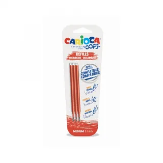 Carioca Oops Pack de 3 Recambios para Boligrafo Borrable - Tinta Termo Sensible - Punta de 0.7mm - Compatibles con Boligrafo Oops - Color Rojo