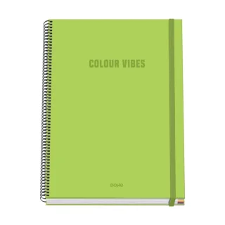 Dohe Colour Vives Cuaderno Espiral A4 100 Hojas Microperforadas Cuadricula 5mm - Tapa Dura Carton Forrado - Cierre de Goma - Bandas de Color - Color Verde Lima