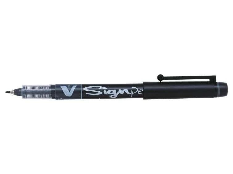 Pilot Rotulador de Punta Fina V-Sign Pen - Punta Fina de 2mm - Trazo de 0.6mm - Color Negro · Pack de 12 uds.