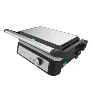 Cecotec Rock'n grill 1500 TakeandClean Stone Parrilla Electrica - 1500W - Placas Desmontables - Revestimiento Antiadherente - Apertura 180º - Bandeja Recogegrasas - 26.5x17cm - Acero Inoxida