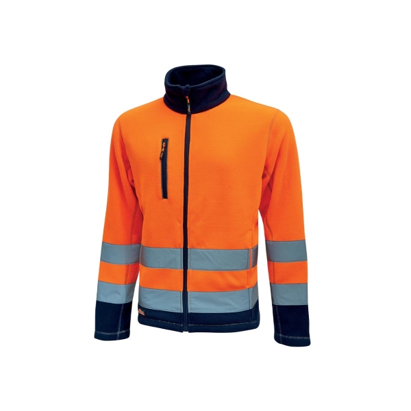 Upower Boing Chaqueta Polar con Cremallera Completa - Talla 2XL - Bolsillos con Cierre, Rayas Reflectantes, Proteccion DPI2, Durabilidad Hasta 50 Lavados, Material 100% Poliester - Color Nar