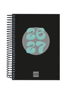 Finocam Cool Agenda Escolar 26/27 - 1 Dia por Pagina - Formato 8º - 120x164mm - Tapas de Carton Forrado - Papel de 80g/m2 - Espiral Metalica - Esquinas Microperforadas - Color Negro