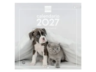 Finocam Perros y Gatos Calendario de Pared - 16 Meses 26/27 - Mes Vista - 300x300mm - Papel de 170g/m2 - Imagenes Tematicas Surtidas - Espacio para Notas