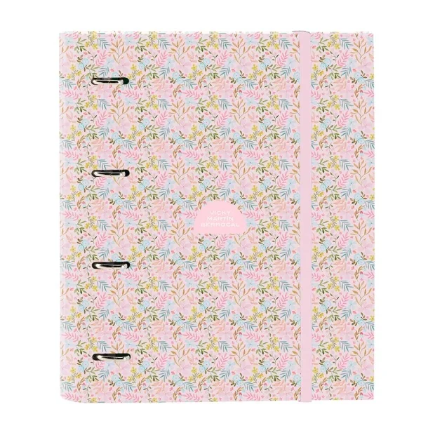 Safta VMB Carpeta con 4 Anillas 35mm - Tapas Duras Forradas - Recambio 100 Hojas - Cuadriculas 5x5mm - Cierre Elastico - Separadores Internos - 270x35x320mm - Color Rosa