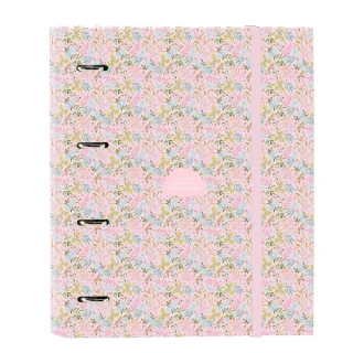 Safta VMB Carpeta con 4 Anillas 35mm - Tapas Duras Forradas - Recambio 100 Hojas - Cuadriculas 5x5mm - Cierre Elastico - Separadores Internos - 270x35x320mm - Color Rosa