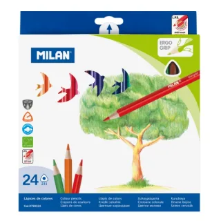 Milan Pack de 24 Lapices de Colores - Triangulares - Colores Surtidos