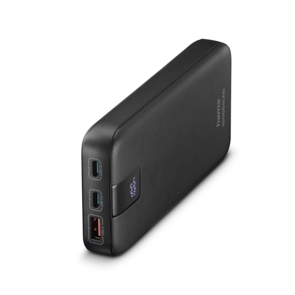 Hama Power Pack Bateria Externa Powerbank 10000mAh - Polimero de Litio - USB-C - USB-A - Power Delivery - Pantalla Digital - Indicador de Carga - 3 Conexiones de Salida - 18x126x70mm - Color