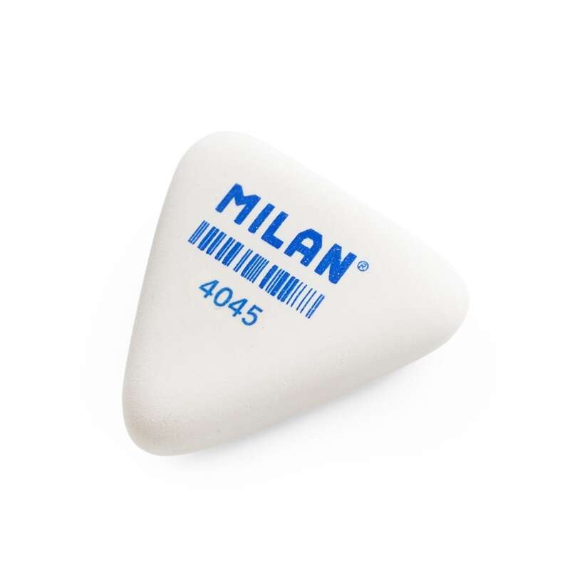 Milan 4045 Goma de Borrar Triangular Flexible - Miga de Pan - Caucho Sintetico - Color Blanco · Pack de 45 uds.