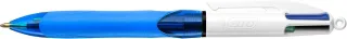 Bic 4 Colours Grip Boligrafo de Bola Retractil con Grip - Punta Media de 1mm - Trazo de 0.4mm - Tinta con Base de Aceite - Cuerpo Blanco/Azul Transparente - 4 Colores · Pack de 12 uds.