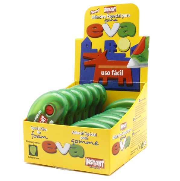 Instant Roller de Adhesivo Especial para Goma EVA - Aplicacion Limpia y Facil - Pegado Instantaneo - Sin Disolventes · Pack de 12 uds.