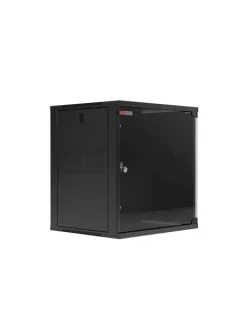 WP RWA-09604-B Armario Mural 9U Fondo 450 - Puerta de Cristal - Cerradura de Seguridad - Color Negro