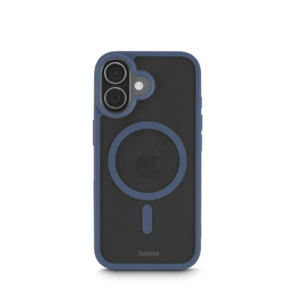 Hama Frame Protect Funda para iPhone 17 - Antideslizante - Magnetico - Policarbonato y Poliuretano Termoplastico - Bordes Elevados - Color Azul y Transparente