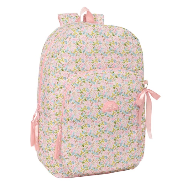 Safta VMB Mochila Adaptable a Carro - Tirador Doble - Bolsillo Frontal - Hombreras Acolchadas - Asa Superior - 19.30L - 300x140x460mm - Color Rosa