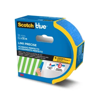 Scotchblue Cinta de Enmascarar para Lineas Precisas - 36mm x 55m - 100% PEFC - Color Azul