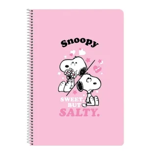 Safta Snoopy Libreta con Espiral - Formato Folio - 80 Hojas de 80g/m2 - Cuadricula 4x4mm - Tapas Duras Glasofonadas - 21.5x31x1cm - Color Rosa