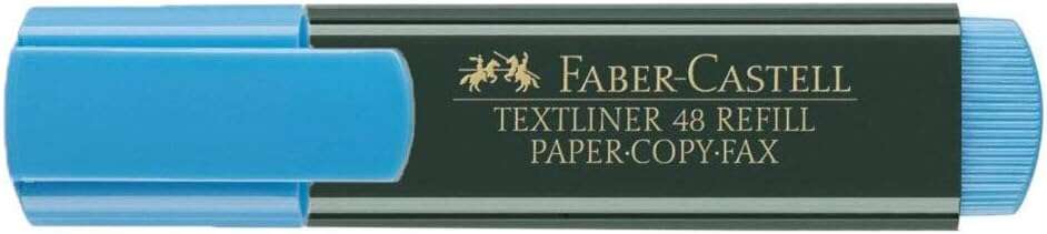 Faber-Castell Rotulador Marcador Fluorescente Textliner 48 - Punta Biselada - Trazo entre 1.2mm y 5mm - Tinta con Base de Agua - Color Azul · Pack de 10 uds.