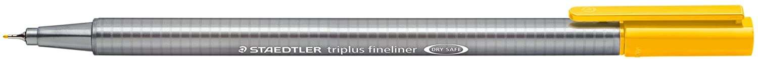Staedtler Triplus Fineliner 334 Rotulador de Punta Fina - Trazo de 0.3mm - Tinta Base de Agua - Color Amarillo Intenso · Pack de 10 uds.
