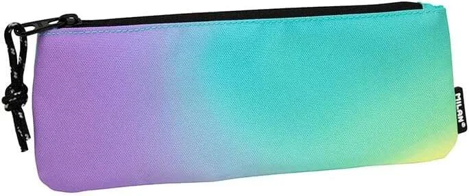 Milan Sunset Estuche Pequeño Plano Rectangular - Tejido Resistente a las Roturas y Rasgaduras - Medidas 23x9x1.3cm - Color Turquesa