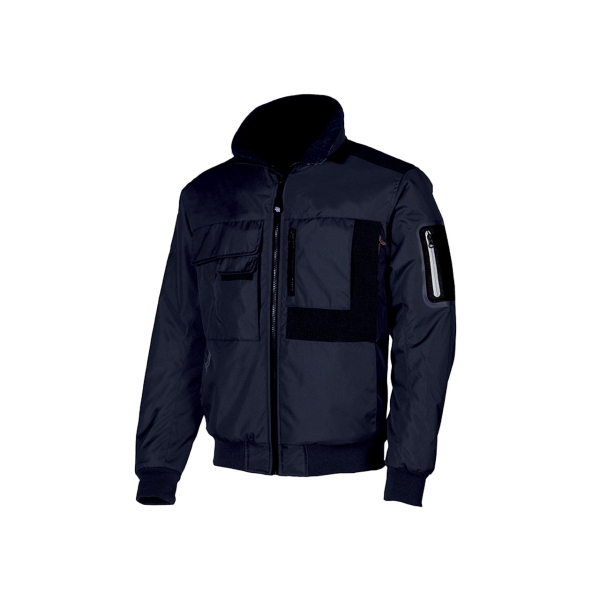 Upower Mate Bomber de Trabajo con Mangas Desmontables - Talla 2XL - Impermeable Resistente, Interior de Microfibra, Bolsillos Seguros, Refuerzos Anti-Desgaste, Proteccion DPI1 - Color Azul M