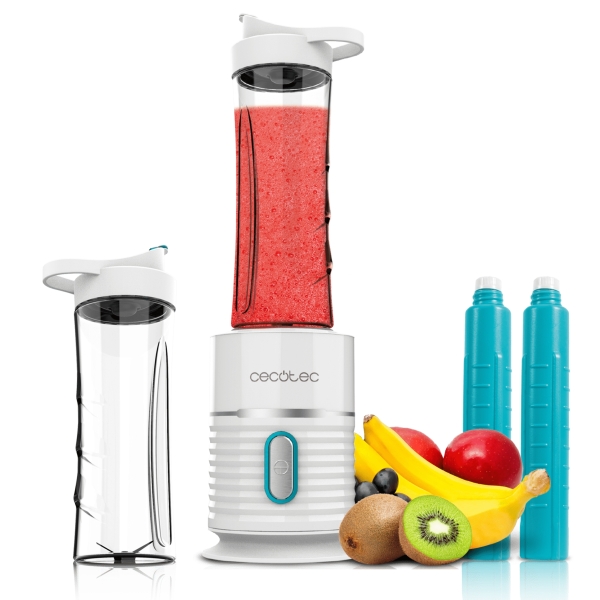 Cecotec Power Titanium 500 EasyGo Batidora de Vaso Portatil - 500W - Ergonomico - Apto para Lavavajillas - Tubos Refrigeradores - Base Antideslizante - Cuchillas Recubiertas de Titanio - Col