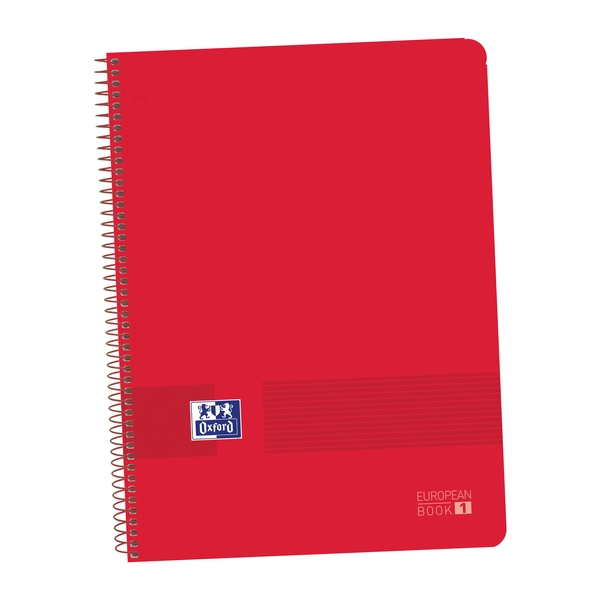 Oxford Live&Go A4+ Europeanbook - Tapa de Plastico - 80 Hojas - Tamaño 1.5x5 - Color Rojo · Pack de 5 uds.