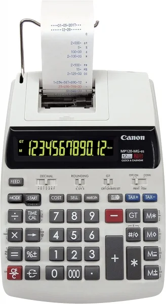 Canon MP120-MG-ES Calculadora de Impresion con Pantalla LCD de 1 Linea 12 Digitos - Impresion en Negro y Rojo - Diseño de Teclado Espacioso