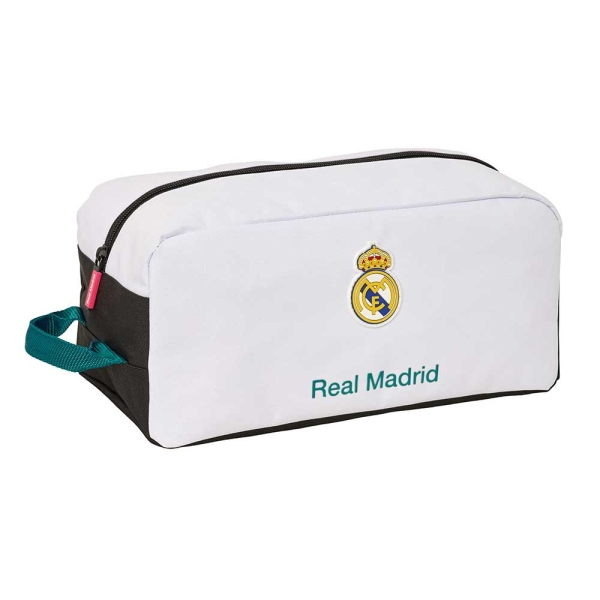 Safta Real Madrid Equipacion 26/27 Zapatillero - Capacidad 9L - Asa de Mano Lateral - 34x15x18cm - Color Blanco y Negro