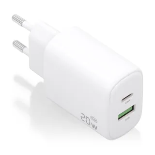 Aisens Cargador GaN 20W USB-C PD 3.0 USB-A QC3.0
